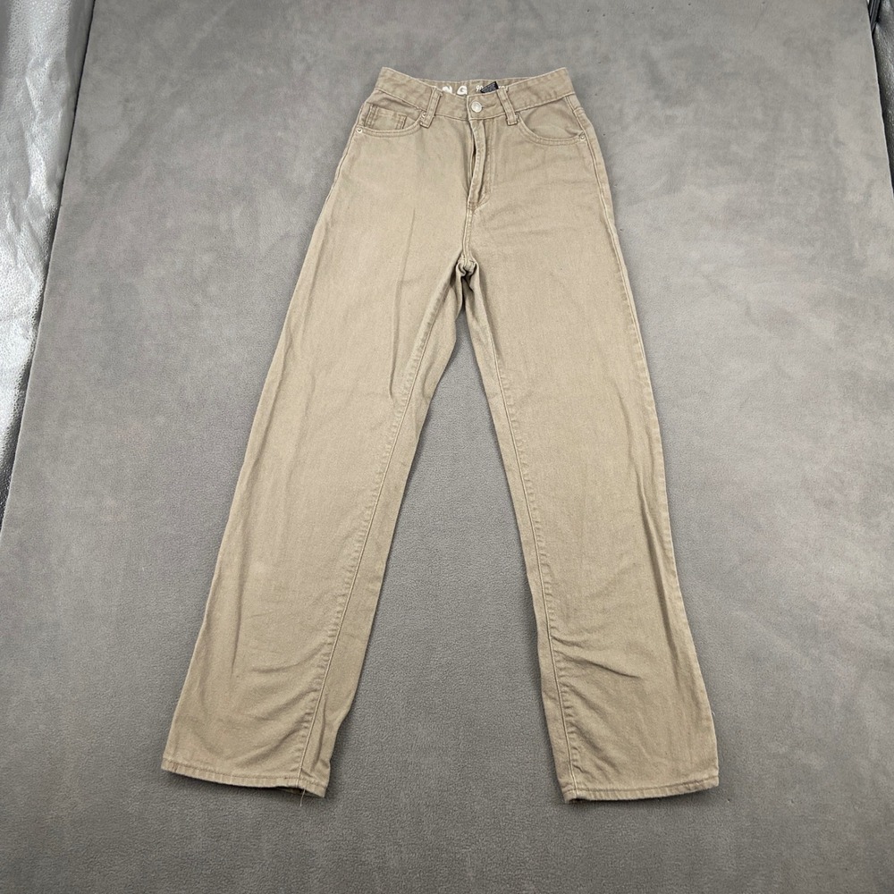 SONG 90s Boyfriend Jeans Tan Khaki High Rise Straight Leg Denim Womens Size 1/25